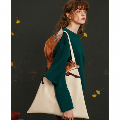 【２color】フォックス刺しゅうのバッグスリーブトップス AU-463