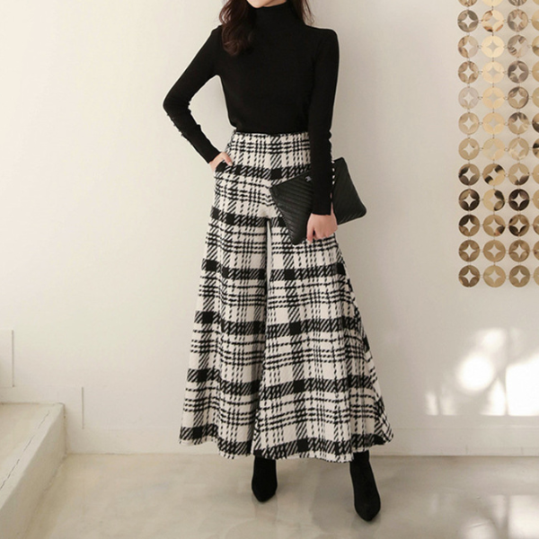 ワイドレッグチェックパンツ X-467