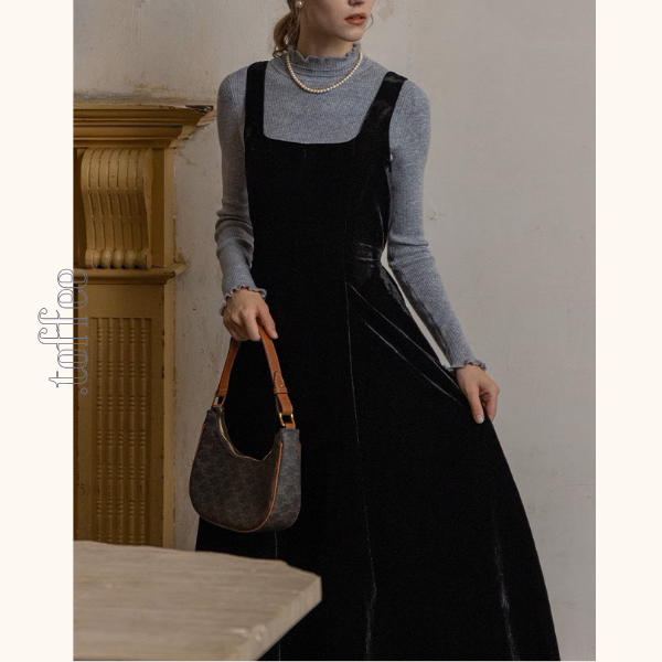 【2color】スクエアネックノースリーブロングワンピース《Z00853》