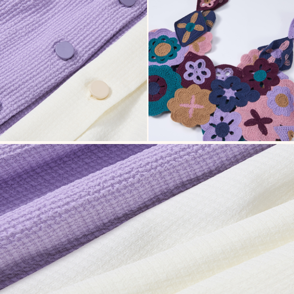 【2color】かぎ編みマルチカラーフラワーモチーフベスト＆レースディテールルーズシャツセットアップ    《Z00654》