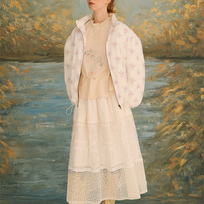 レース＆刺繍コットンブラウス 《Z00623》