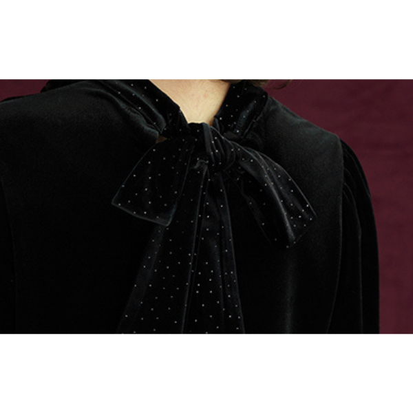 リボン付きブラックミニワンピース Z00086