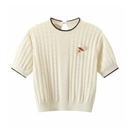 【２color】バックホローアウトアイスクリームステッチトップス　AU-155