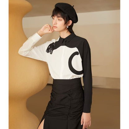 レオパード刺繍ブラウス C0060