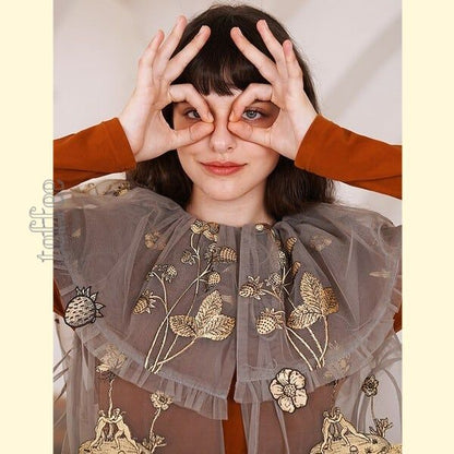 ニッチでレトロな植物画刺繍：フェアリーシアーベスト C0162