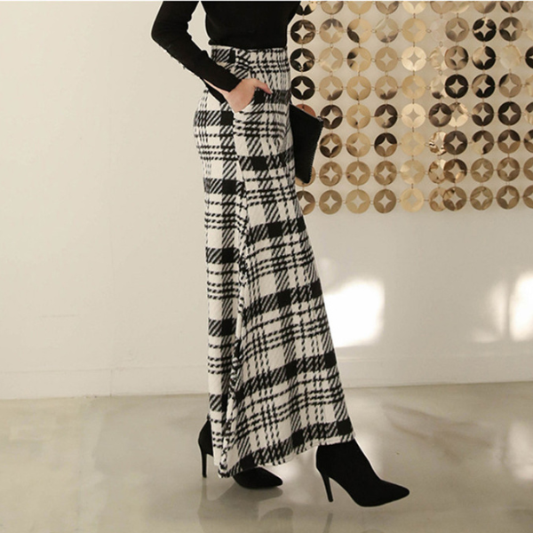 ワイドレッグチェックパンツ X-467