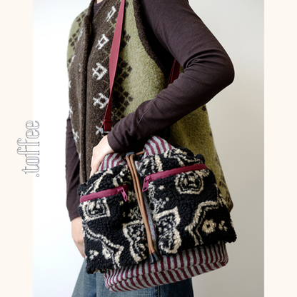 ドローストリング付きボアショルダーバッグ　Z00606