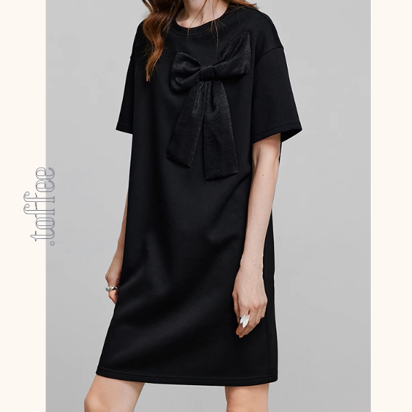 ビッグリボンデザインAラインミニ丈ワンピース《Z00931》