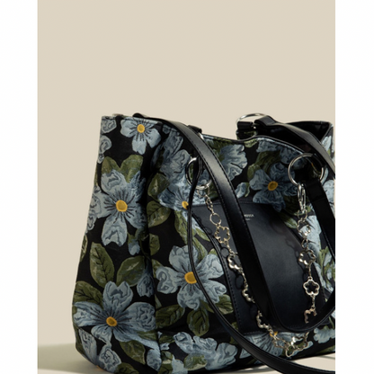 レトロフローラルプリントハンドバッグ AU-362