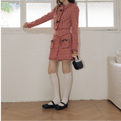 千鳥格子フリンジエッジセットアップ Z00018