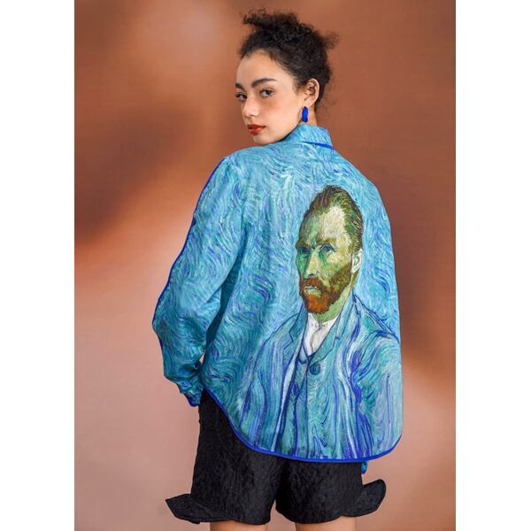 ゴッホ 自画像プリントブラウス C0126