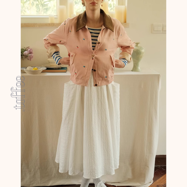 【2color】マルチカラー刺繍入りデニムセットアップ　Z00499