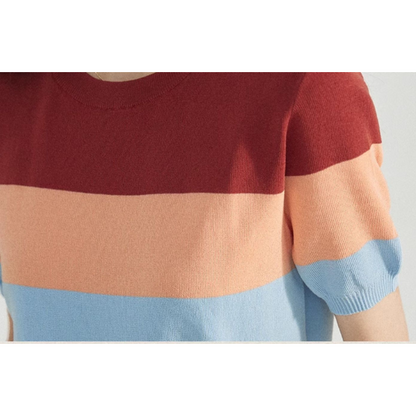 カラフルボーダーニットトップス Z00197