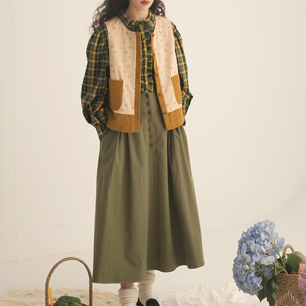 パフスリーブチェック柄ブラウス　Z00451