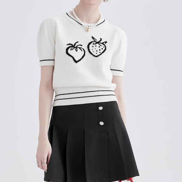 ストロベリー半袖ニットトップ Z00257