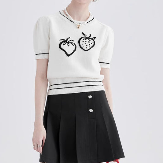 ストロベリー半袖ニットトップ Z00257