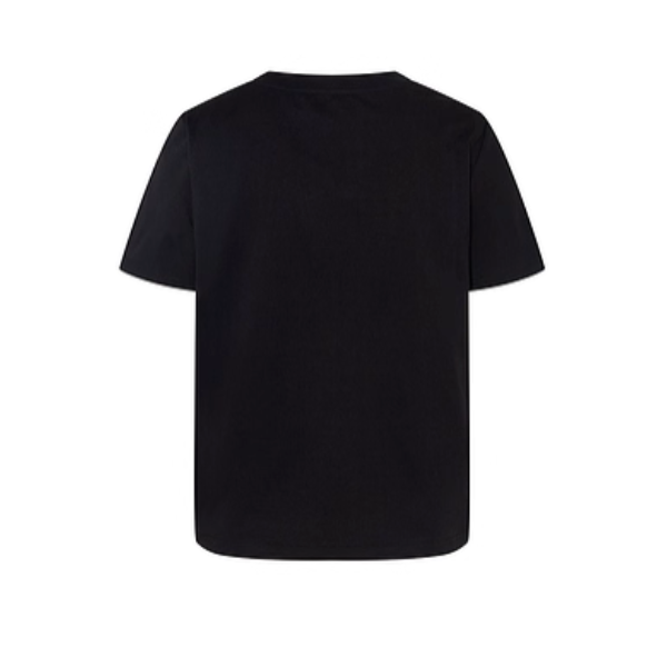 チュールリボンと水鳥プリントのブラックTシャツ《Z01060》