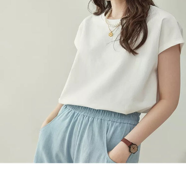 【2color】バックリボン刺繍クルーネックトップ　Z00324