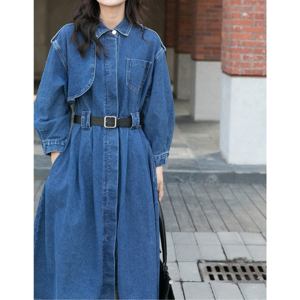 イレギュラーフラップデニムワンピース w-038