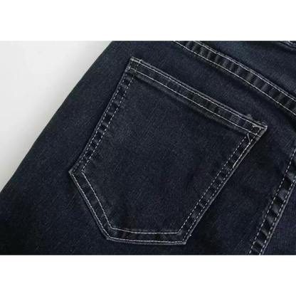 【２color】コントラストエッジフラップストレートデニム w-052