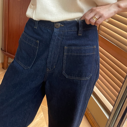 インディゴブルーワイドデニムパンツ　Z00404