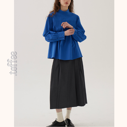 【2color】ボタン装飾プリーツブラウス《Z00846》