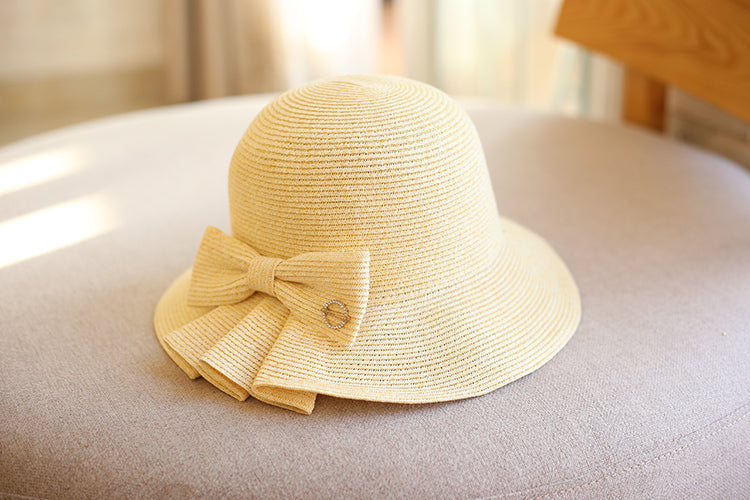 【３color】プリーツが入ったストローハット