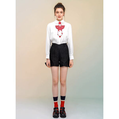 【2color】レトロバタフライ刺繍　ネオネクタイ C0137