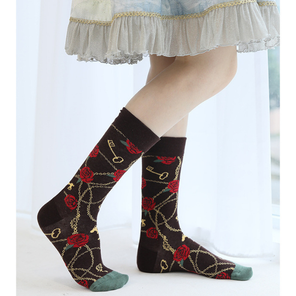 フラワージャガードソックス3Pセット X-334