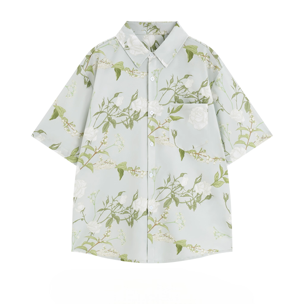 パッチポケット付きフローラルシャツ《Z00916》