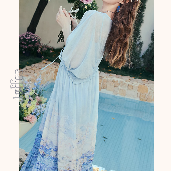 ロングティアードマキシワンピース《Z00969》