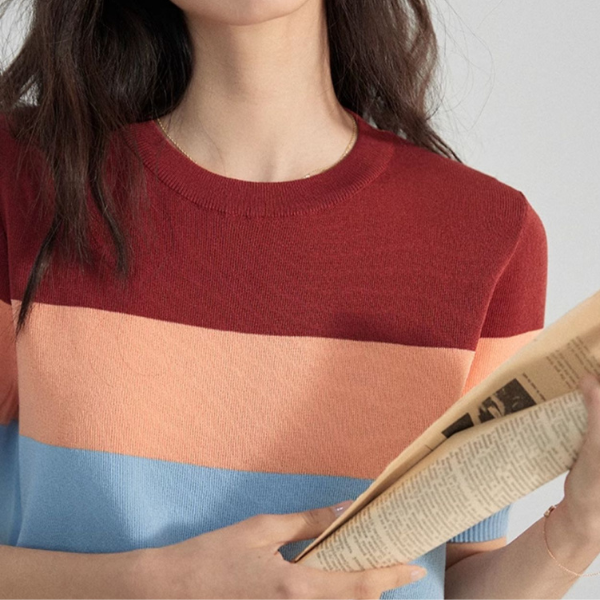 カラフルボーダーニットトップス Z00197