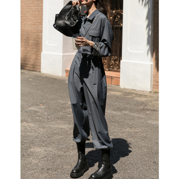 ウエストベルトワントーンジャンプスーツ　AU-222