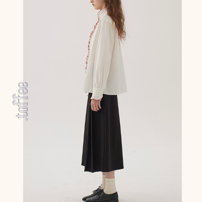 コントラストラッフルディテールブラウス《Z00845》