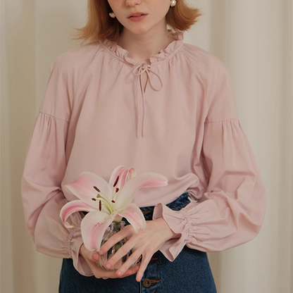 【2color】リボン＆フリルディテールブラウス　《Z00755》