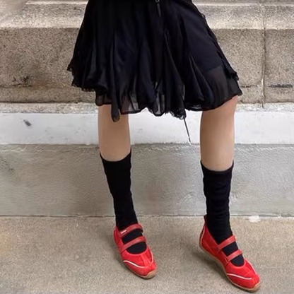 【4color】ラウンドネックダブルストラップフラットシューズ《Z00880》