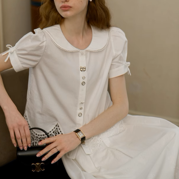 レーズヘムブラウス＆フローラルレースミモレ丈スカートセットアップ《Z00896》