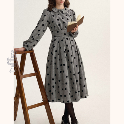 グレートップ＆ロングスカートのポルカドットセットアップ　Z00529