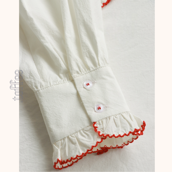 コントラストラッフルディテールブラウス《Z00845》