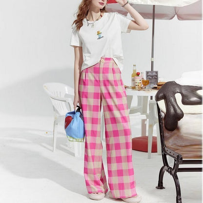 ブロックチェックワイドパンツ Z00379