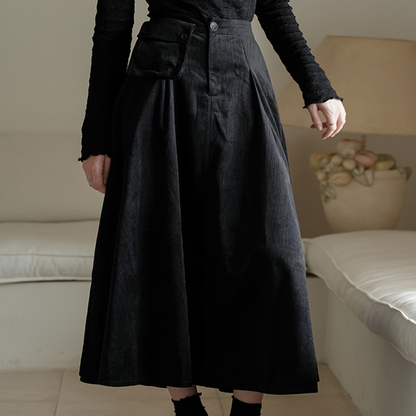 【2color】リムーバブルポケット付きコーデュロイAラインスカート  《Z00781》