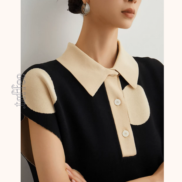 ラージドットフレンチスリーブミニワンピース《Z00943》