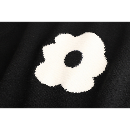 【3color】シンプルフラワーニットベスト X-335