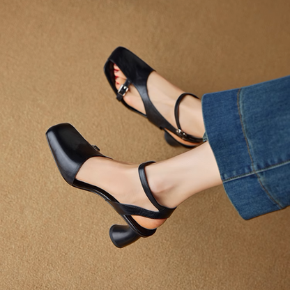 【2color】アシンメントリーデザインハイヒールサンダル《Z00977》