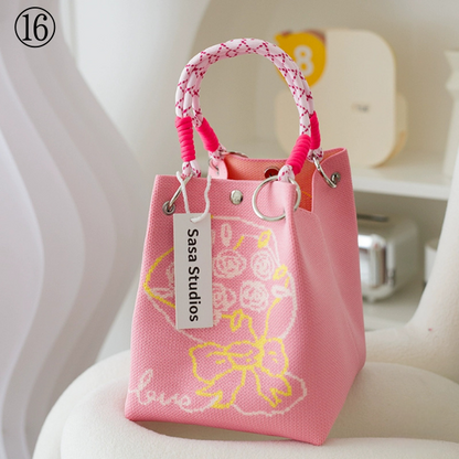 【20pattern】マルチカラースクエアトートバッグ《Z00892》