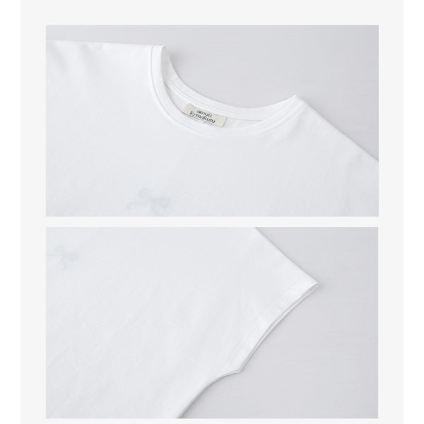 【2color】バックリボン刺繍クルーネックトップ　Z00324