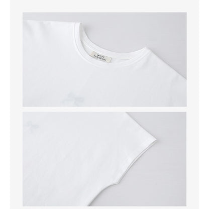 【2color】バックリボン刺繍クルーネックトップ　Z00324