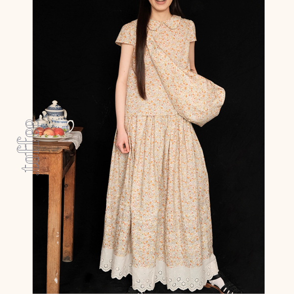 小花柄ブラウス＆ロングスカートセットアップ《Z01048》