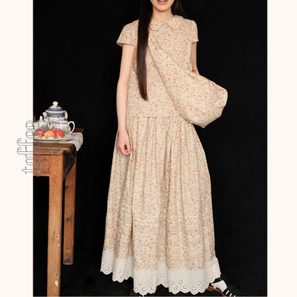 小花柄ブラウス＆ロングスカートセットアップ《Z01048》