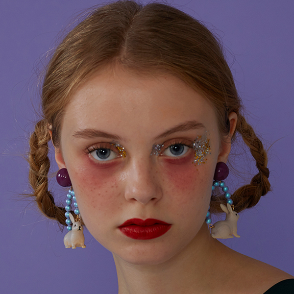 【2pattern】ラビットモチーフフープイヤーアクセサリー　《Z00795》